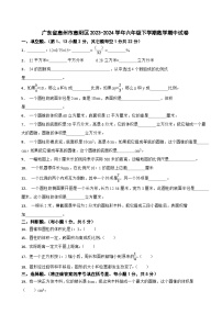 广东省惠州市惠阳区2023-2024学年六年级下学期数学期中试卷