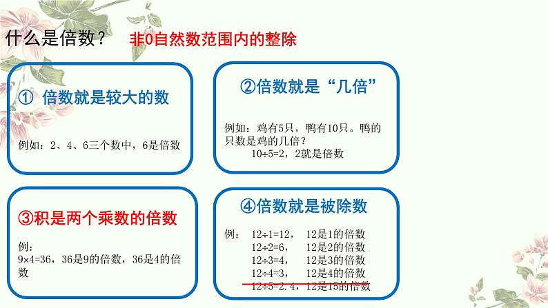 五年级上册数学北师大版:倍数与因数-教学课件第3页
