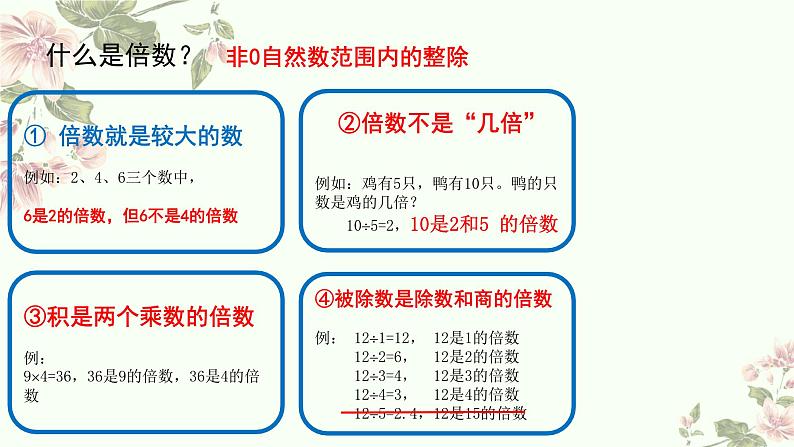 五年级上册数学北师大版:倍数与因数-教学课件第6页