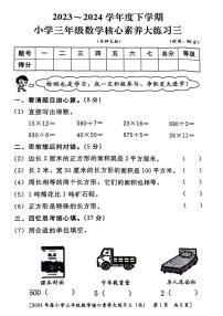 陕西省西安市雁塔区2023-2024学年三年级下学期月考核心素养(三)数学试题