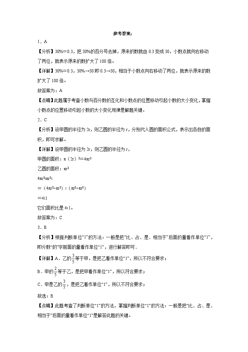 小升初模拟测试(试题)-2023-2024学年六年级下册数学北师大版(01)第3页