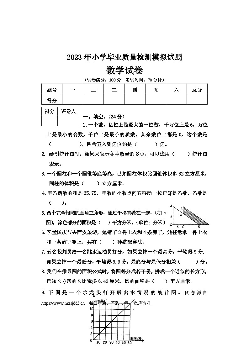 河北省邢台市2023-2024学年六年级上学期期中数学模拟试卷第1页