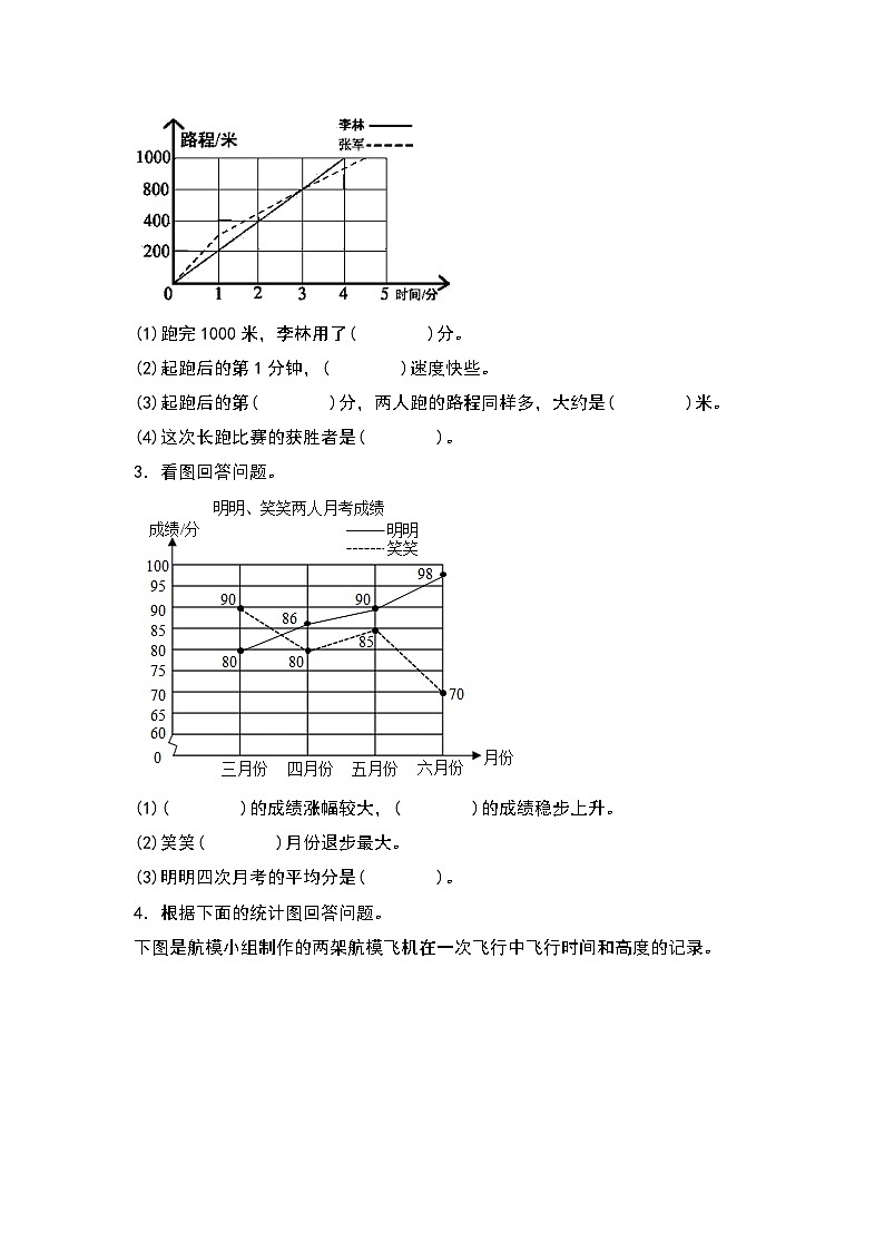 期末典例专项练习十二:折线统计图的实际应用-最新五年级数学下册典型题型精讲(原卷版)(人教版)第2页