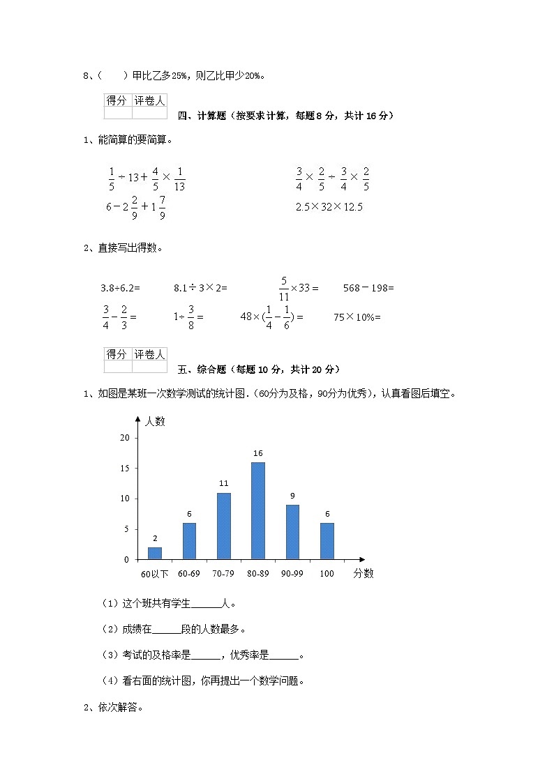 2020年江苏宿迁小升初数学真题及答案第3页
