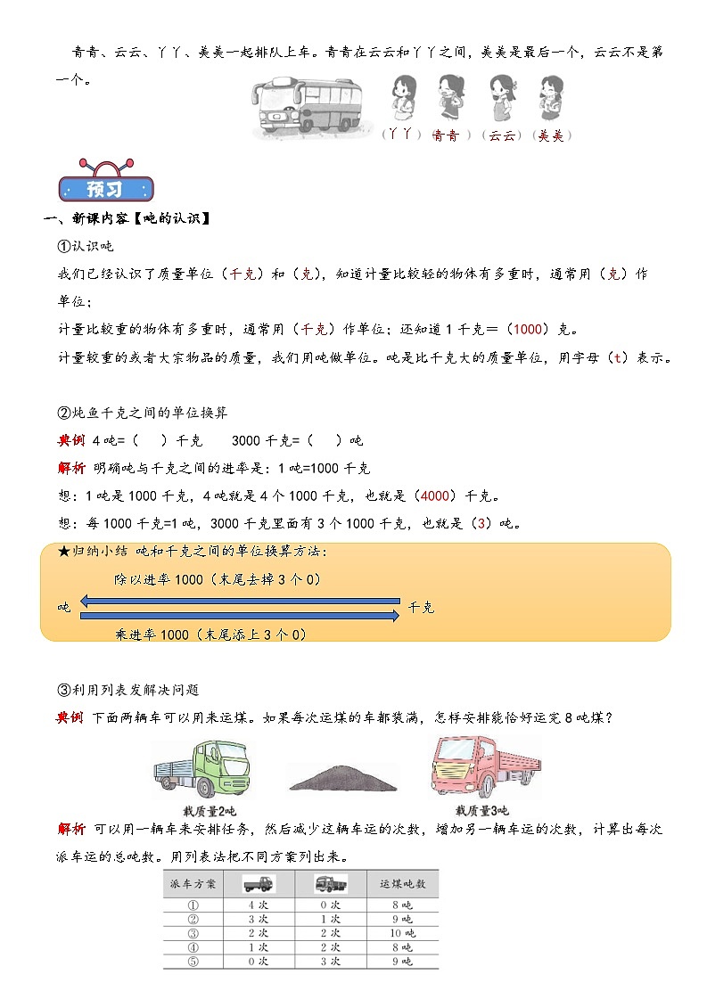 09吨的认识-答案解析暑期二升三衔接课(人教版)第2页