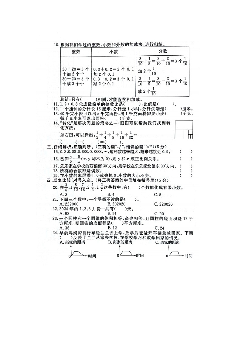 河北省保定市容城县2022-2023学年六年级下学期期末数学试题第2页