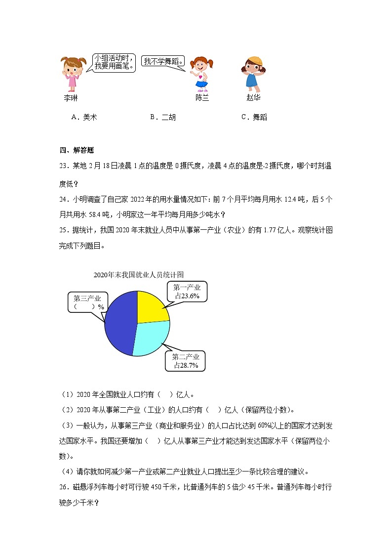 小升初模拟(试题)-2023-2024学年人教版六年级下册数学 (2)第3页