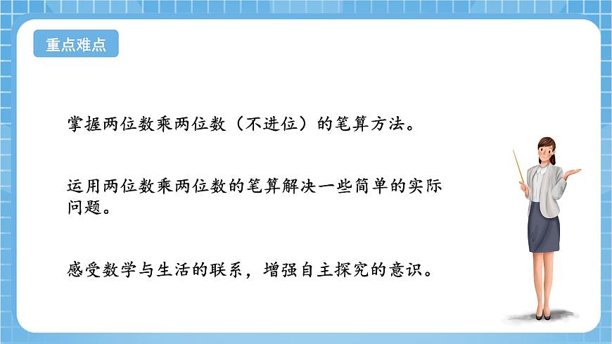 蘇教版數(shù)學(xué)三年級(jí)下冊(cè)1.2《兩位數(shù)乘兩位數(shù)的筆算（不進(jìn)位）》（教學(xué)課件）第3頁(yè)