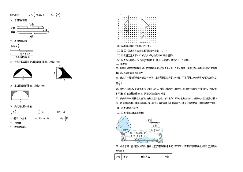 江苏省徐州市重点中学小升初分班考模拟测试预测卷(试题)2023-2024学年六年级下册数学苏教版02