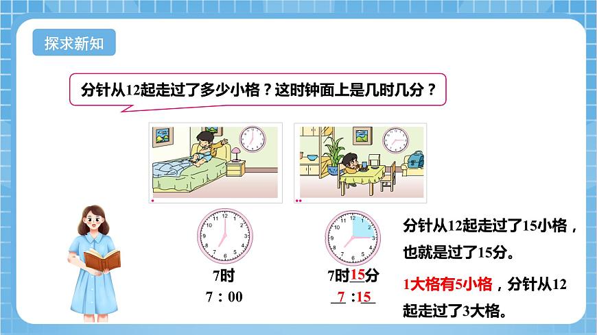 蘇教版數(shù)學(xué)二年級下冊2.2《認識幾時幾分》課件第7頁