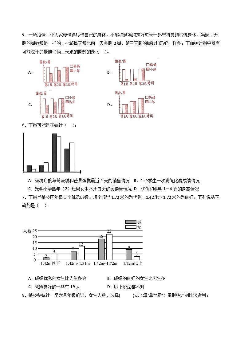 2024年四升五数学暑假专题训练 专题08:平均数与条形统计图(人教版)02