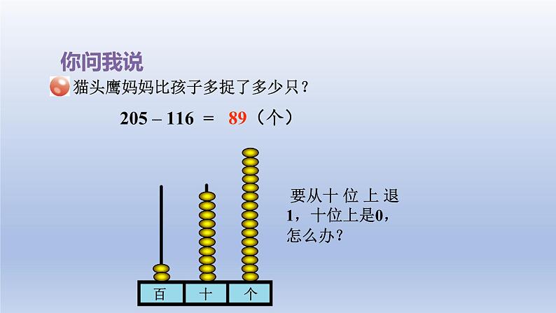 2024二年级数学下册六田园小卫士-万以内数的加减法二第1课时被减数中间有0的退位减法课件(青岛版六三制)第4页