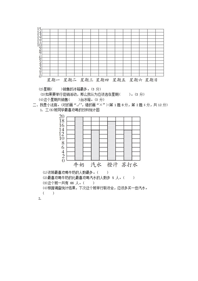 2024三年級數(shù)學(xué)下冊八誰長得快--數(shù)據(jù)的收集與整理二綜合素質(zhì)達標試卷（附答案青島版六三制）第2頁