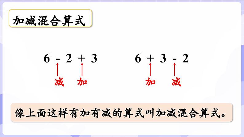 2.3.2 连加、连减与加减混合(课件) -2024-2025学年一年级数学上册 西师大版(2024)08