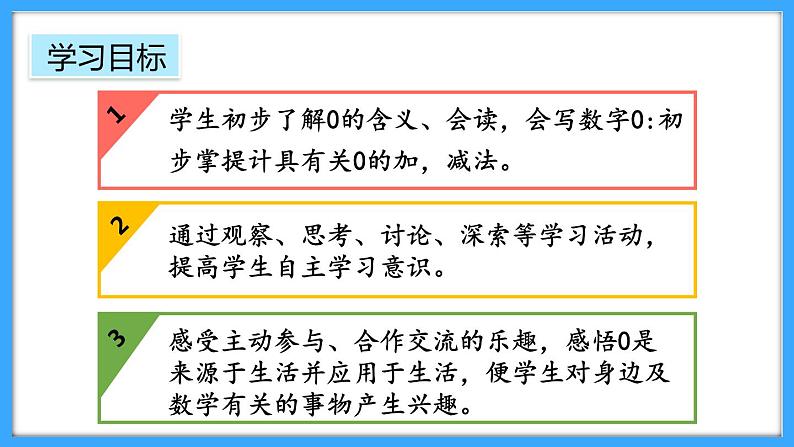 【新教材】人教版一年级上册1.3《0的认识和加减法》PPT课件第2页