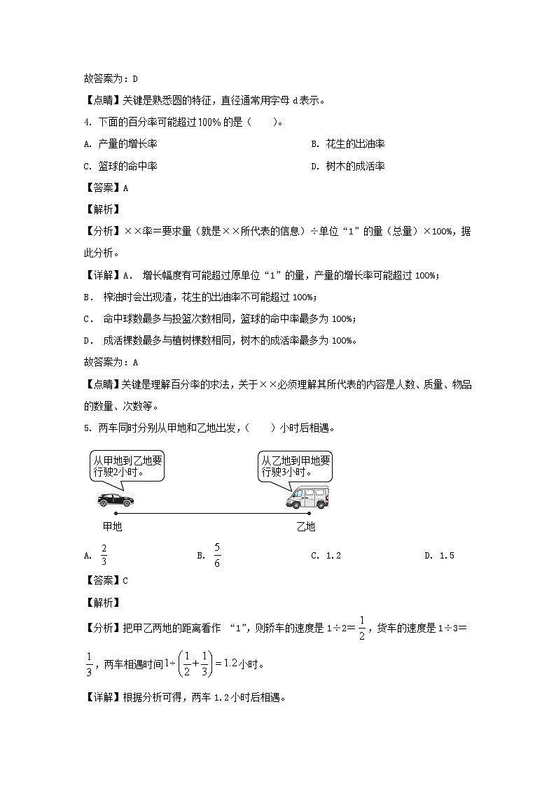 2020-2021年北京市西城区六年级上册期末数学试卷及答案(人教版)第3页