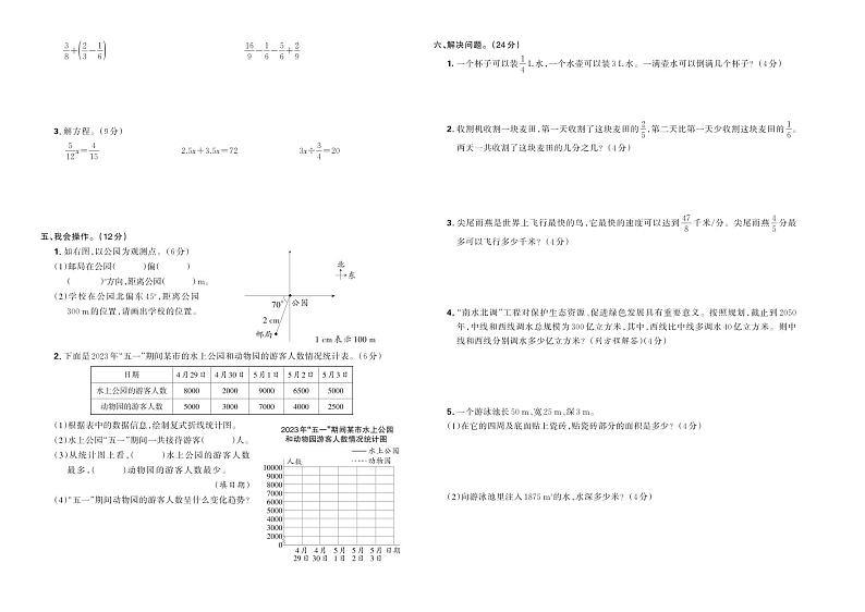 陕西省西安市长安区2023—2024学年第二学期五年级数学学情调研卷第2页