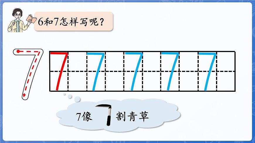 第2單元   走進(jìn)花果山——6~10數(shù)的認(rèn)識和加減法 信息窗1  6和7的認(rèn)識（課件）-2024-2025學(xué)年一年級上冊數(shù)學(xué)青島版（2024）第8頁