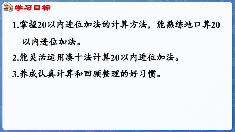 第5单元 我爱读书——20以内的进位加法 回顾整理(课件)-2024-2025学年一年级上册数学青岛版(2024)第2页