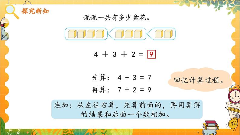 苏教2024版数学一年级上册 第二单元 第4课时 连加、连减、加减混合 PPT课件第8页