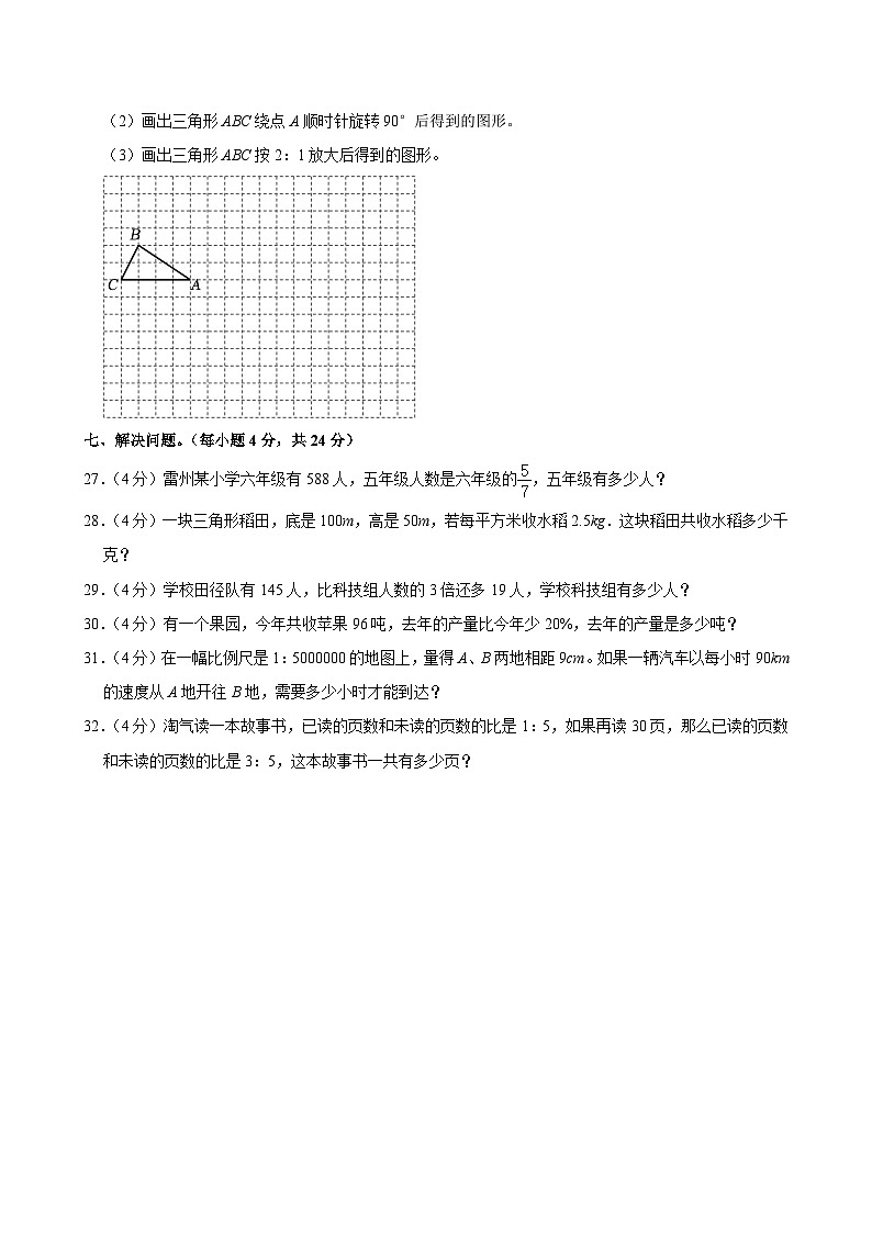 2024年广东省湛江市雷州市小升初数学试卷03
