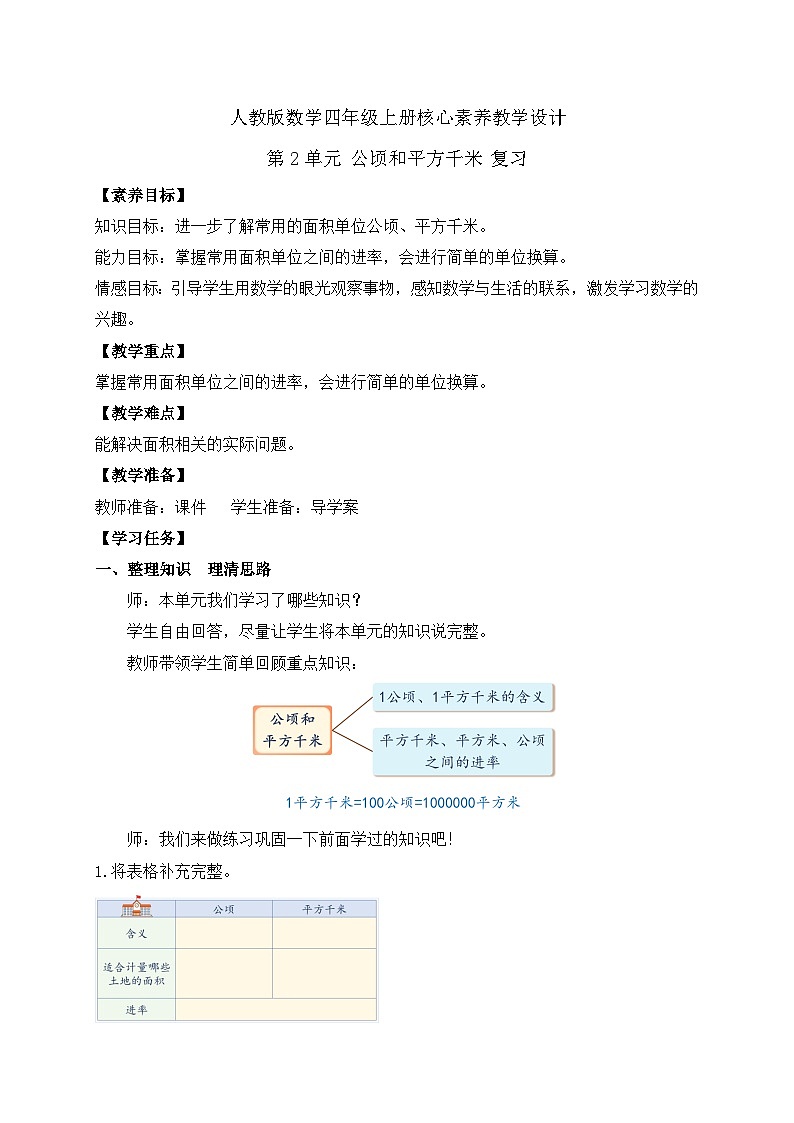 【教-学-评一体化】人教版数学2024四年级上册备课包-第二单元复习与测试(课件+教案+单元测试)01