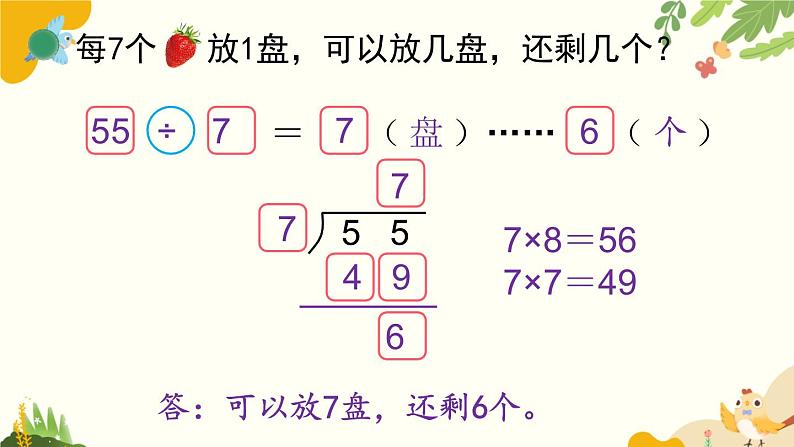 北师大版数学二年级下册 第一单元 除 法-第四课时 分草莓课件07