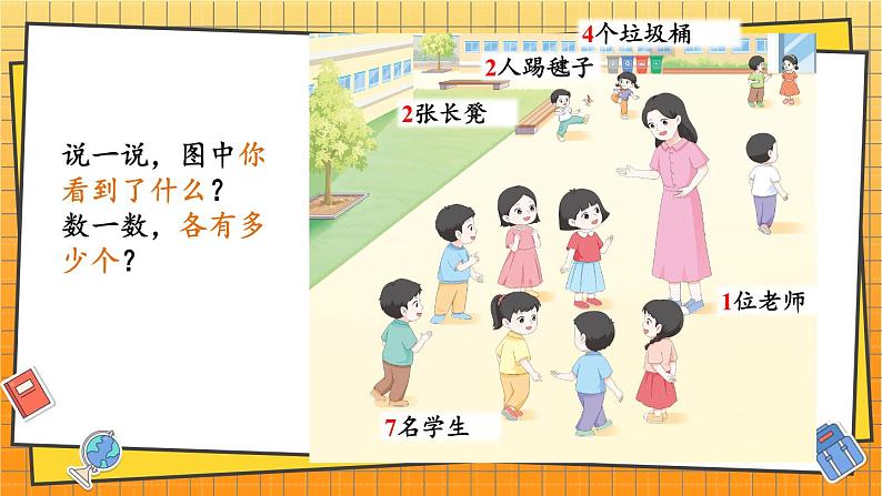 西师2024版数学一年级上册 综合与实践 我的幼儿园 第1课时 介绍我的幼儿园 PPT课件第6页