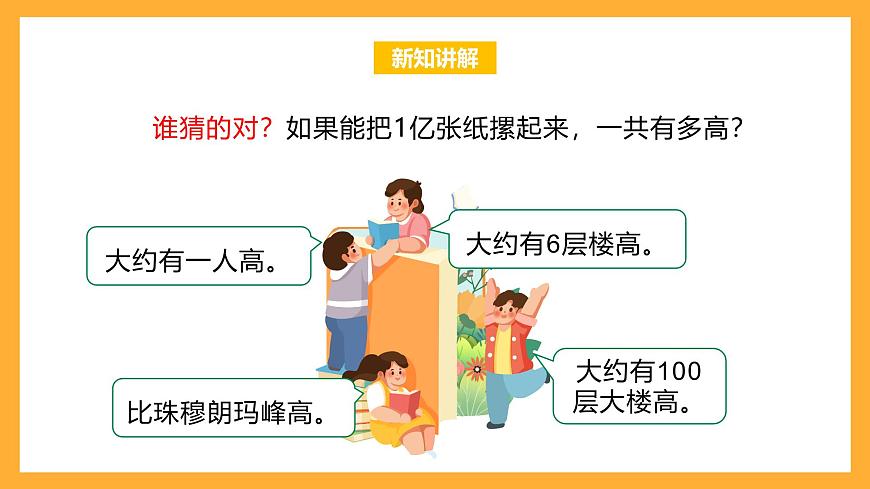 北京版數(shù)學(xué)四上 1.6《一億張紙摞起來有多高》課件第6頁