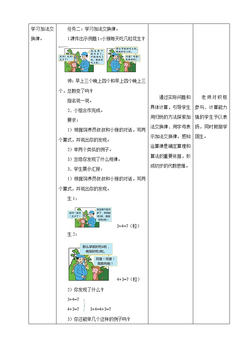 北京版数学四上 3.1《加法交换律》教案第2页