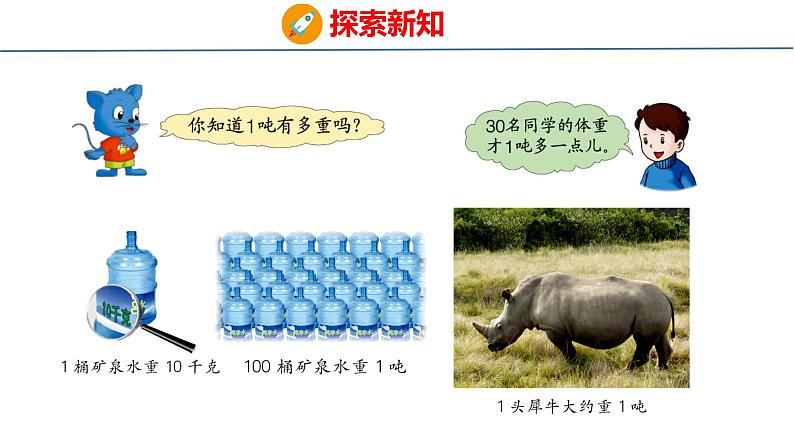 冀教版小学数学三年级上 7.1感受并认识质量单位“吨”( 课件)第7页