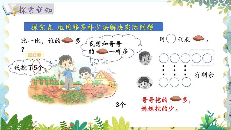 北师版(2024)数学一年级上册 第4单元 4.6 10以内数加与减 挖红薯 PPT课件第3页
