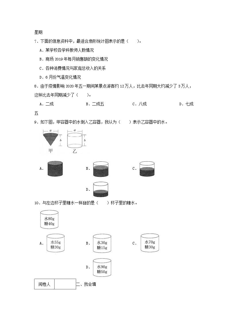 2020-2021学年浙江省温州市龙湾区六年级下册期末数学试卷及答案第2页