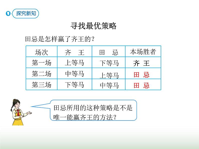 人教版四年级数学上册第八单元3对策问题(赛马)课件第3页