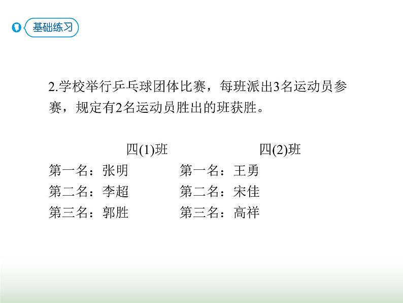 人教版四年级数学上册第八单元3对策问题(赛马)课件第8页