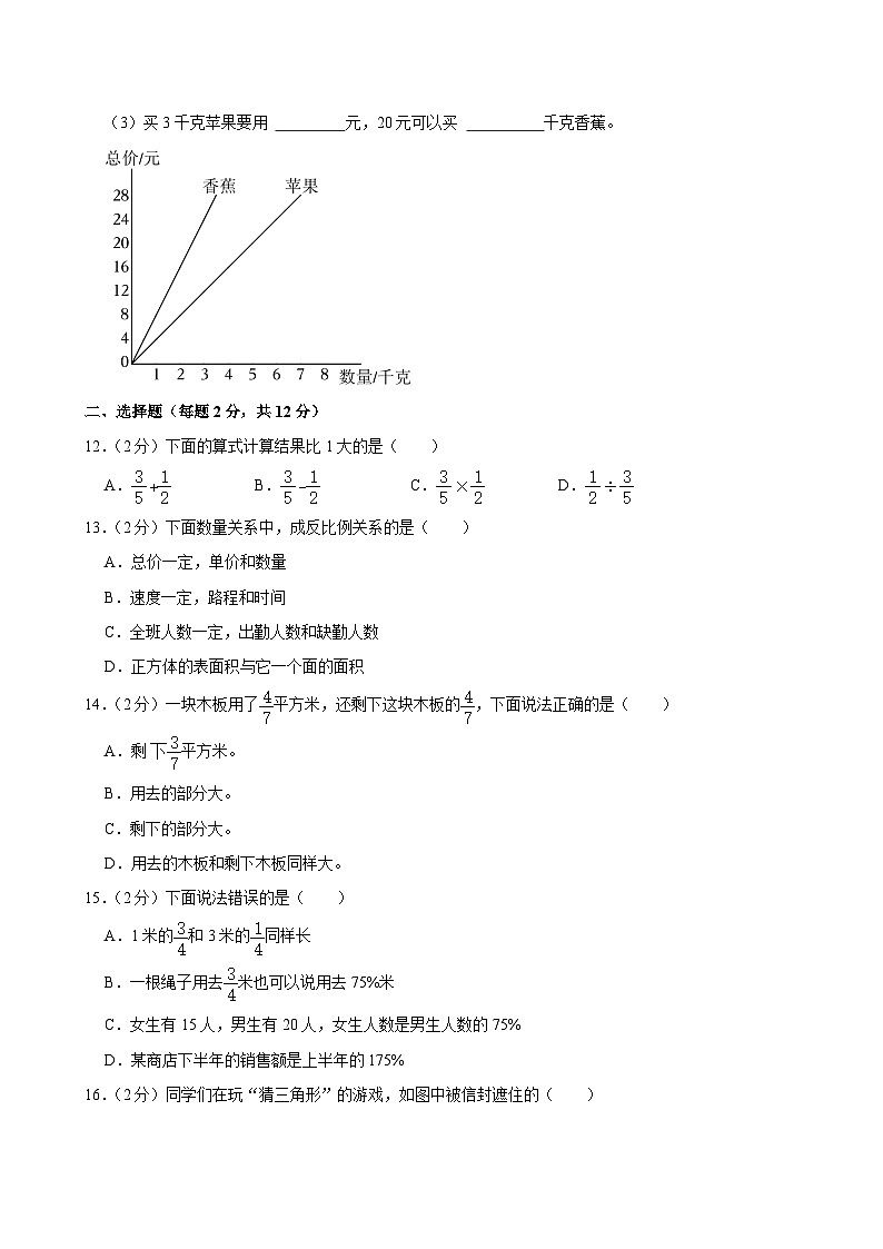2024年安徽省宿州市砀山县小升初数学试卷02