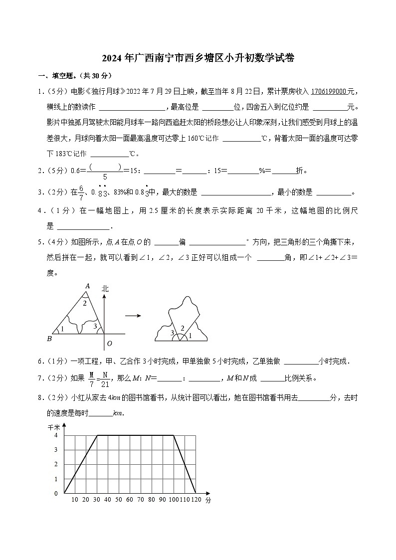 2024年广西南宁市西乡塘区小升初数学试卷01