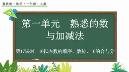 2024年冀教版新教材一年级数学上册1.4.2 10以内数的顺序、数位、10的合与分课件