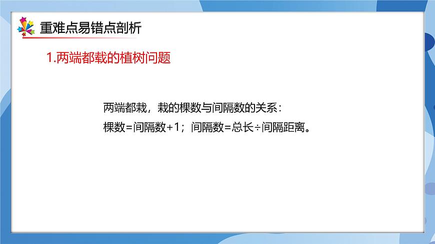 人教版小學數(shù)學五年級上冊第七單元《植樹問題》單元復習課件第4頁