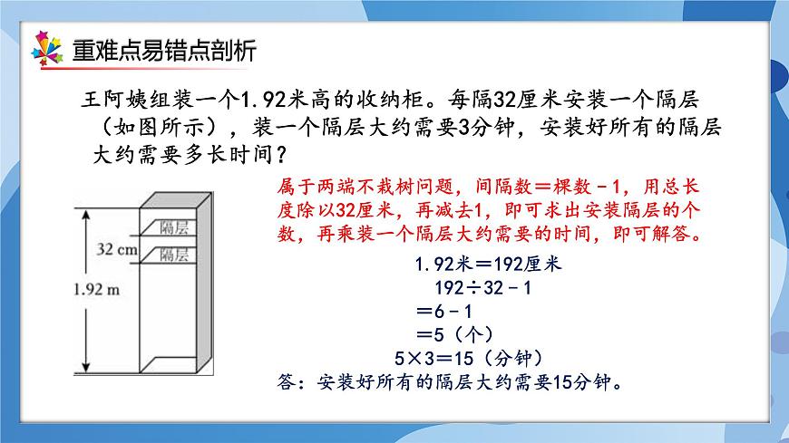 人教版小學數(shù)學五年級上冊第七單元《植樹問題》單元復習課件第7頁