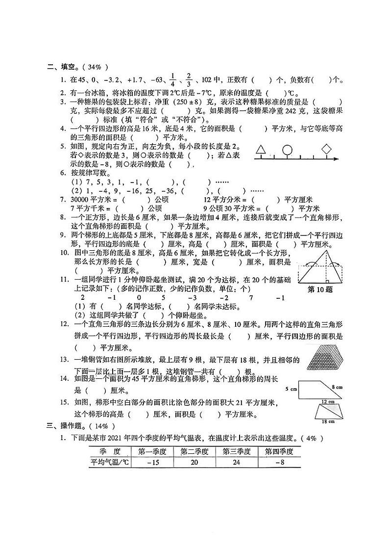 江苏省苏州市常熟市多校2024-2025年五年级上学期第一次月考数学试题第2页