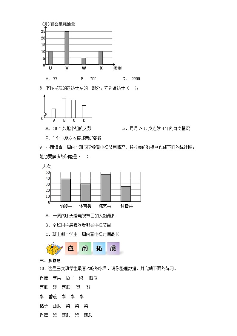 沪教版小学二年级上册3.2条形统计图(一)-二年级数学上册课后分层作业(沪教版)第3页