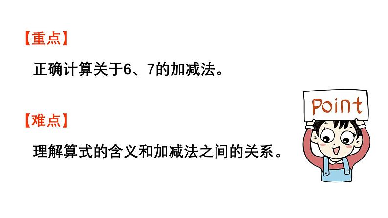 小学数学新人教版一年级上册第二单元6~9的加、减法第1课时《6和7的加减法》教学课件(2024秋)第3页