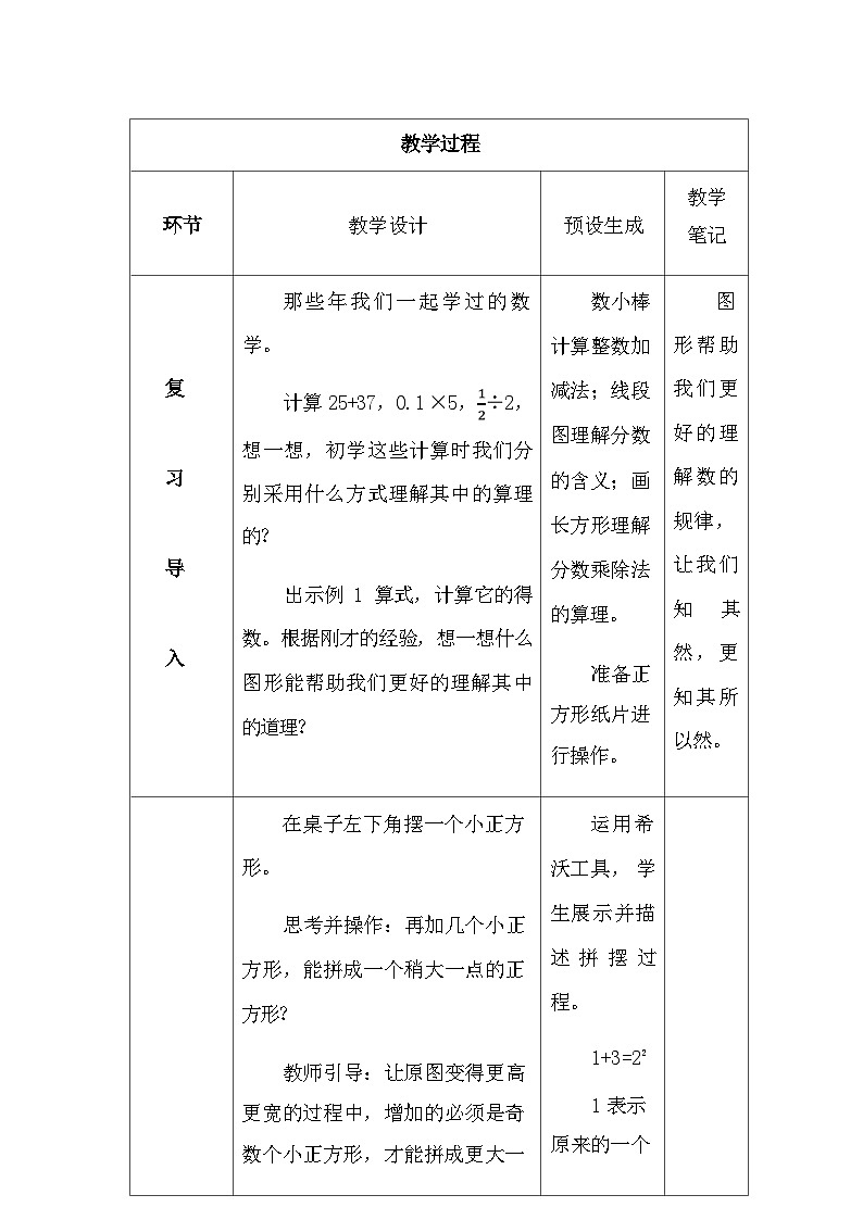 人教版数学六年级上册数学广角《数与形》教学设计02
