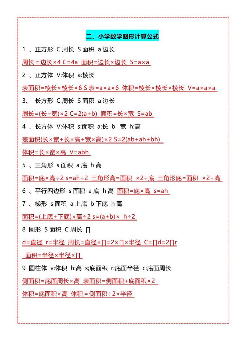 人教版小学五年级上册数学数学公式大全知识点汇总第2页