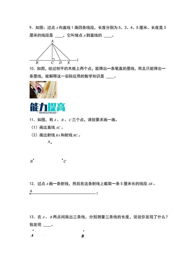 2.1 线的认识 同步分层作业-2024-2025学年数学四年级上册(学生版)(北师大版)第2页