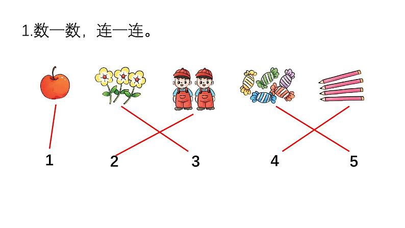 小学数学新西师版一年级上册第一单元第一课认识0~9《练 习 一》教学课件2(2024秋)02