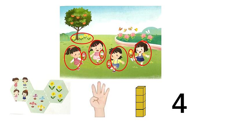 小学数学新苏教版一年级上册第一单元0~5的认识和加减法第二课时《认识4、5》教学课件(2024秋)第4页