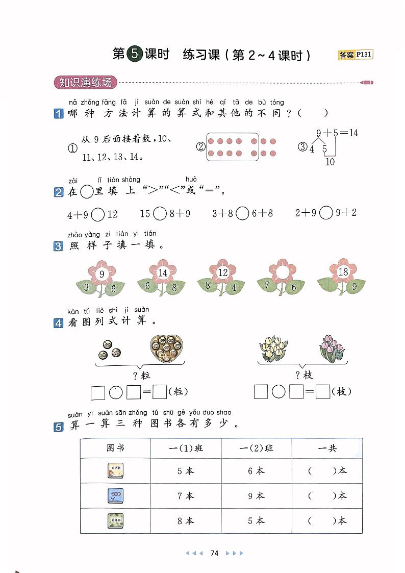 《5、4、3、2加几 练习课(第2~4课时)》天天练第1页