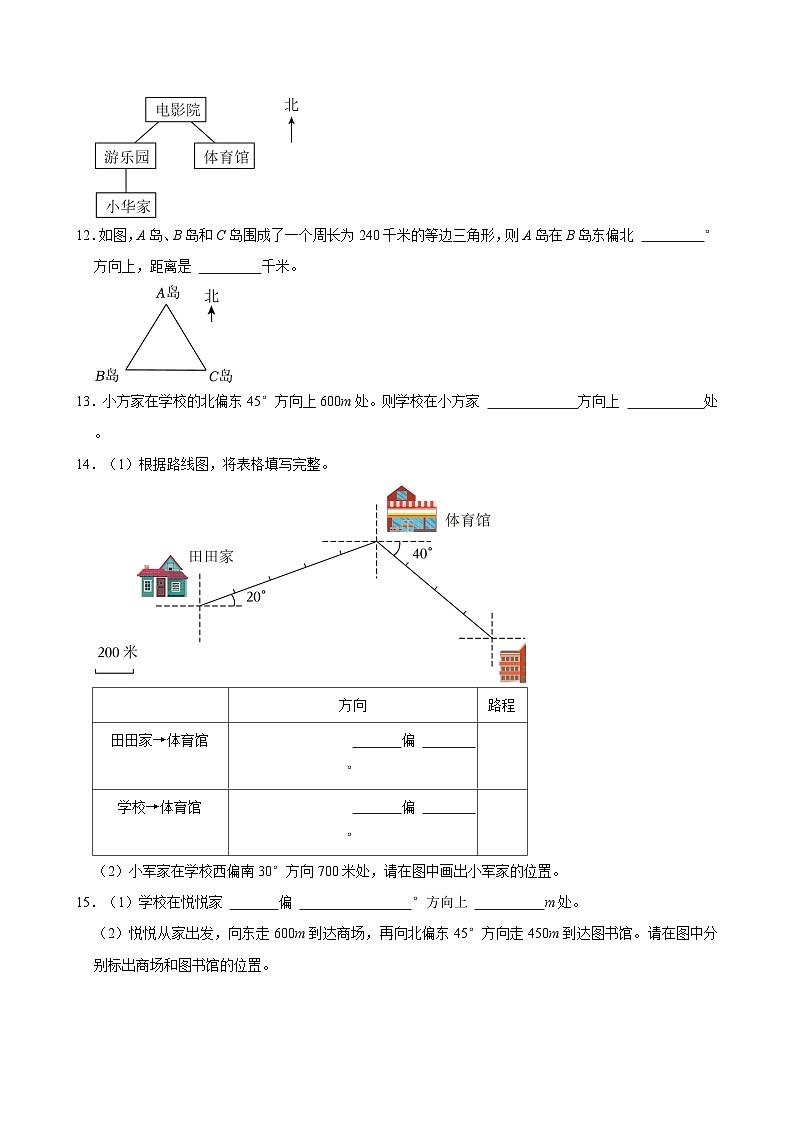 2024-2025学年上学期小学数学人教版六年级期中必刷常考题之位置与方向(二)第3页